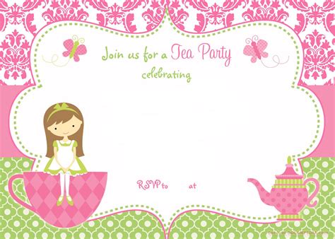 / 7+ blank party invitations. Free Printable Tea Party Invitation Template for GirlFREE ...