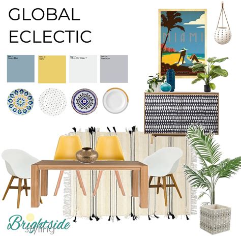 Global Eclectic Dining Interior Design Mood Board By Brightsidestyling