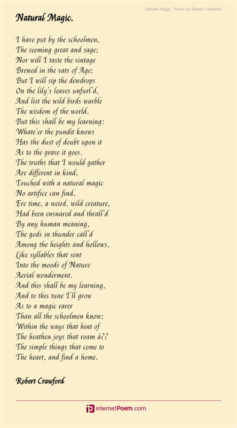Natural Magic Poem By Robert Crawford