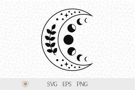 Art And Collectibles Drawing And Illustration Moon Phases Svg Bundle
