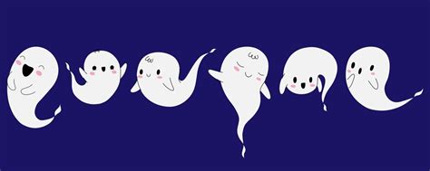 premium vector halloween little ghost set in cartoon kawaii cute style cartoon hand drawn