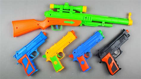 Toy Guns Collection Learn Colors For Kids With Box Of Toys Colored