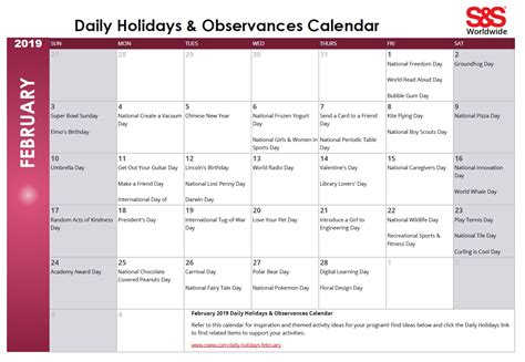 Printable Calendar Of Food Holidays Calendar Template Printable