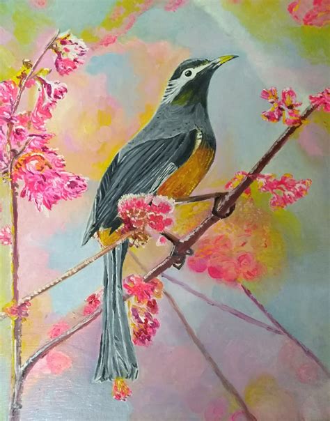 Buy Bird On Cherry Blossom Tree Painting At Lowest Price