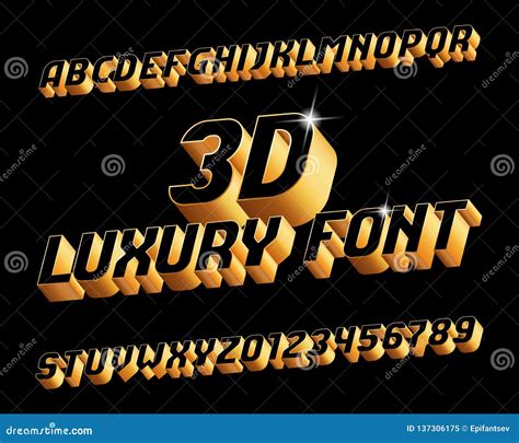 3d Luxury Alphabet Font Three Dimensional Effect Letters And Numbers