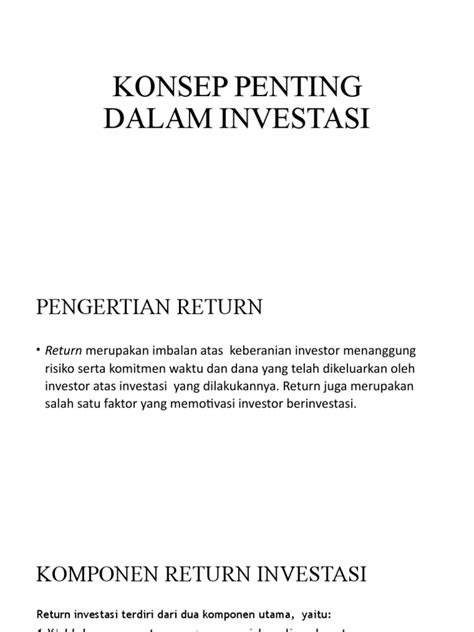 Konsep Penting Dalam Investasi Pdf