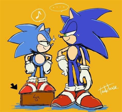 Height Comparison With The Sonics Classic Sonic Sonic Art Sonic Funny