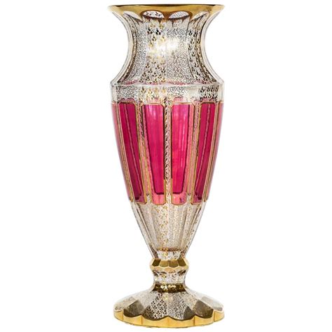 Bohemian Handmade Moser Gilt Glass Vase At 1stdibs