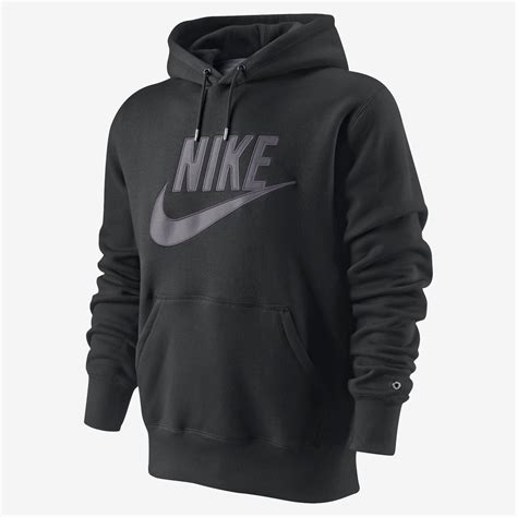 New Nike Hbr Mens Hooded Sweatshirt Brushed Fleece Hoodie Black Top S M