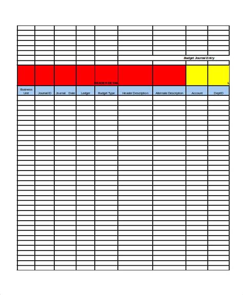 Journal Template 5 Free Excel Documents Download