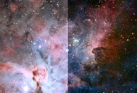 Infraredvisible Light Comparison Of The Carina Nebula Eso