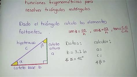 Funciones trigonométricas en la solución de triángulos rectángulos