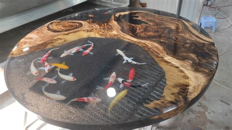D Koi Fish Painting Resin Table Luxury Epoxy Resin Dining And Etsy