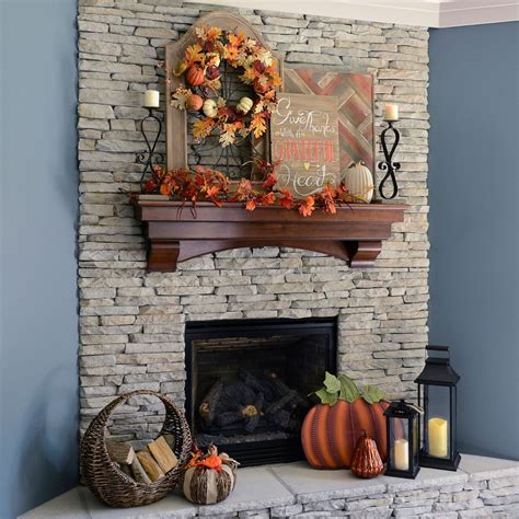 Fall Mantel Decor Idea Pumpkins And Fall Leaves Fall Fireplace Fall
