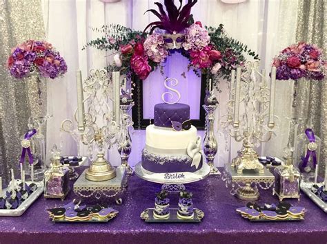 purple masquerade quinceañera party see more party planning ideas at