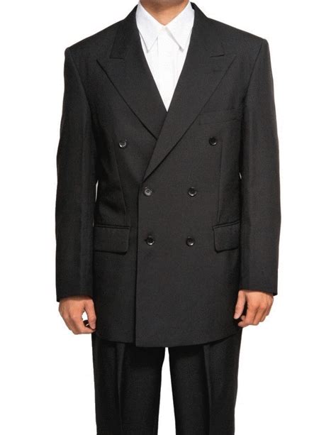Atlantis Collection Black Regular Fit Double Breasted 2 Piece Suit