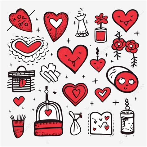 Valentine S Day Theme Doodle Set Doodle Drawn Hand Drawn Doodle PNG