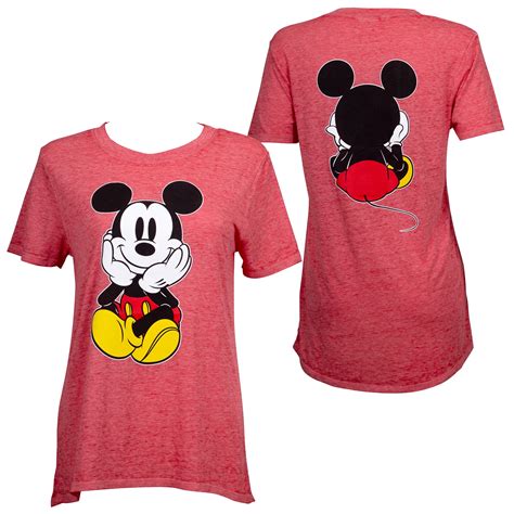 Mickey Mouse Front And Back Juniors Fitted Red T Shirt Small Walmart Com