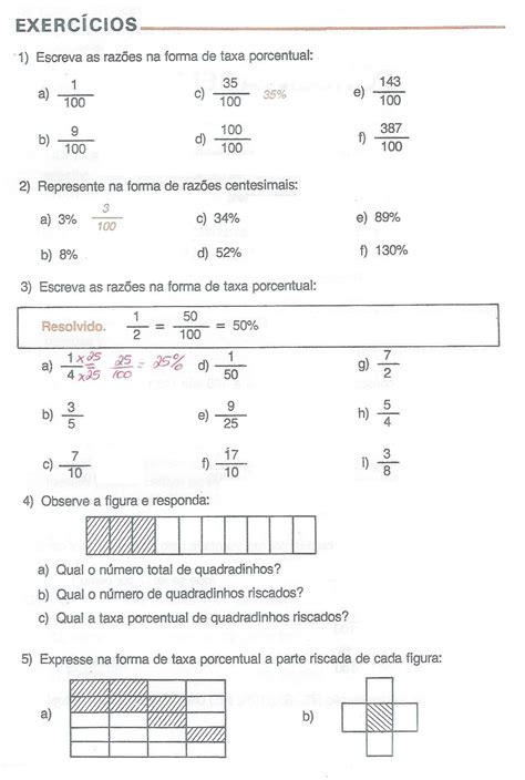 Exercicios De Porcentagem 7 Ano Com Gabarito
