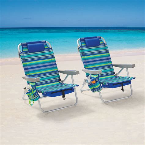 Mainstays Reclining Beach And Event Lay Flat Backpack Chair Blue And Green