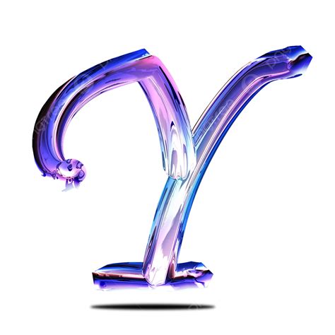 Glass Effect Letter Y Chrome Colorful Character Transparent Letter Y