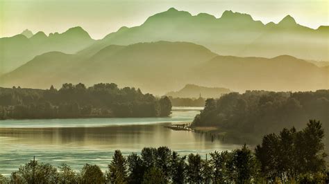 The Fraser River East Of Vancouver British Columbia Canada With The