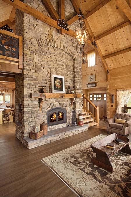 Log Cabin Interior Fireplace