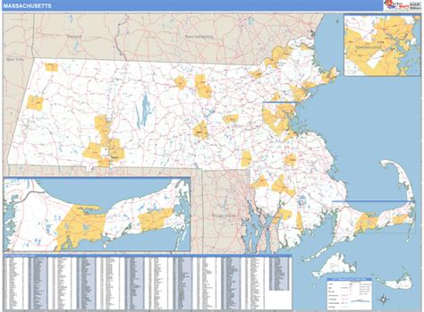 Massachusetts 5 Digit Zip Code Maps Basic