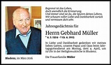 Todesanzeigen von Gebhard Müller | Todesanzeigen Vorarlberger Nachrichten