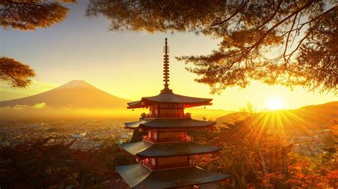 Chureito Temple Pagoda With Mount Fuji In Autumn Japan