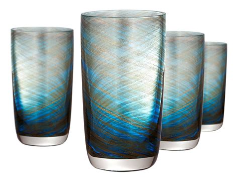 Artland Misty Highball Glass Set Of 4 15 Oz Purple Tumblers Glass Set Glass