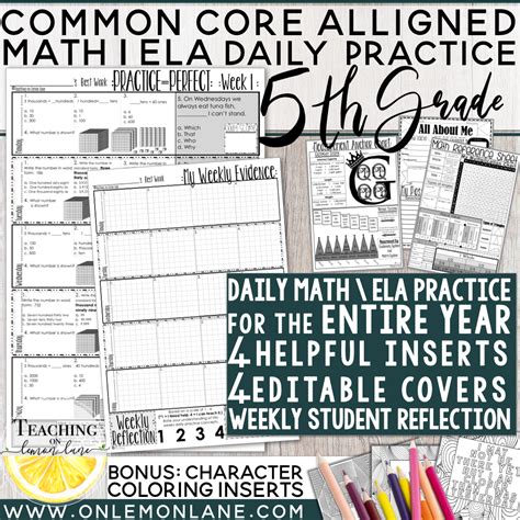 5th Grade Bell Ringer Daily Math And Language Grammar Spiral Review Entire Year