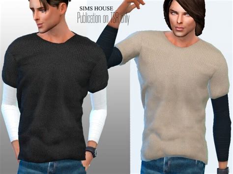 Mens T Shirt With Long Sleeves Without Print By Sims House At Tsr