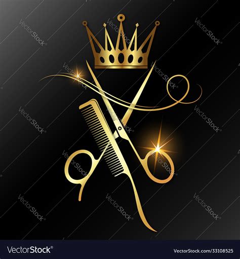 Scissors With Comb And Golden Crown Royalty Free Vector