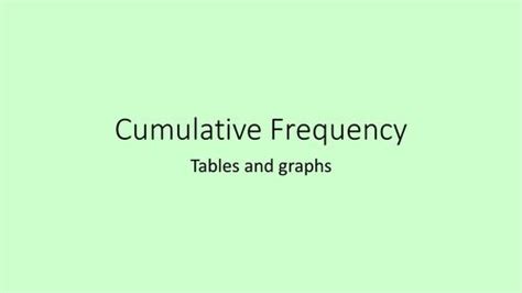 A Green Background With The Words Cumulative Frequency Tables And Graphs