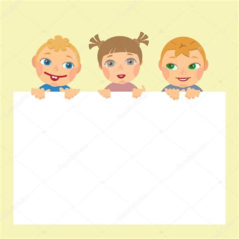 Tres Niños Sosteniendo Un Cartel — Vector De Stock © Natarter 120660618