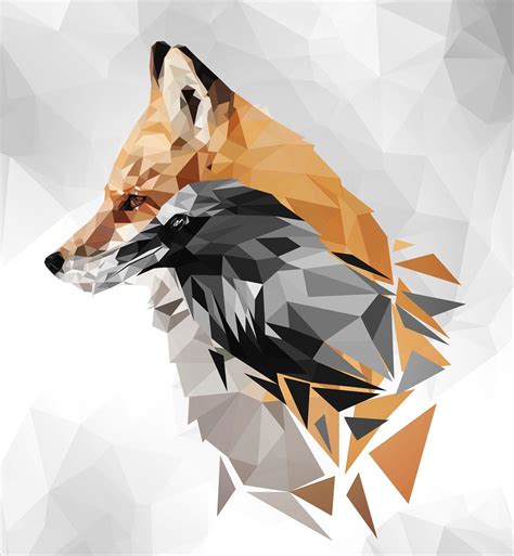 Fox Low Poly Геометрия Геометрический рисунок Иллюстрации арт и