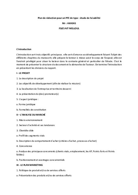 (PDF) Plan de rédaction pour un PFE de type  étude de faisabilité