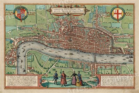 1561 London Historic Old City Map 16x24 Ebay