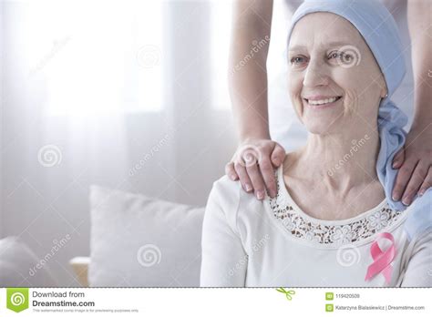 Happy Elderly Woman With Cancer Stock Image Image Of Hope Friends 119420509