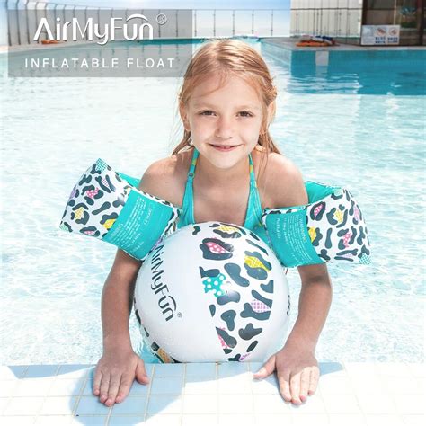 Airmyfun Inflatable Leopard Pool Float Set Pool Floats Sports With Leopard Arm Bands Leopard