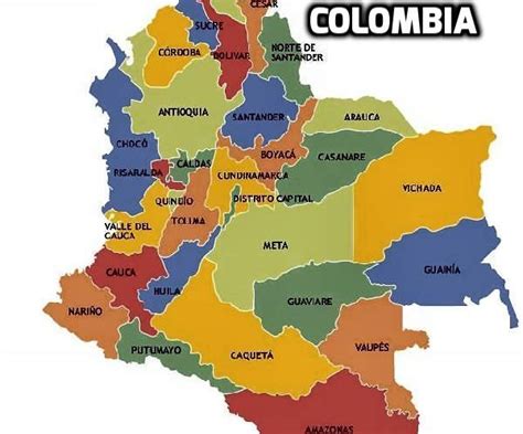 🚩 Mapa De Colombia Con Sus Departamentos Ciudades Y Regiones