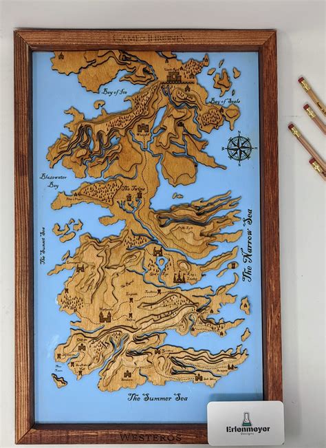 11 X 18 Westeros Game Of Thrones Topographic Map Erlenmeyer Designs