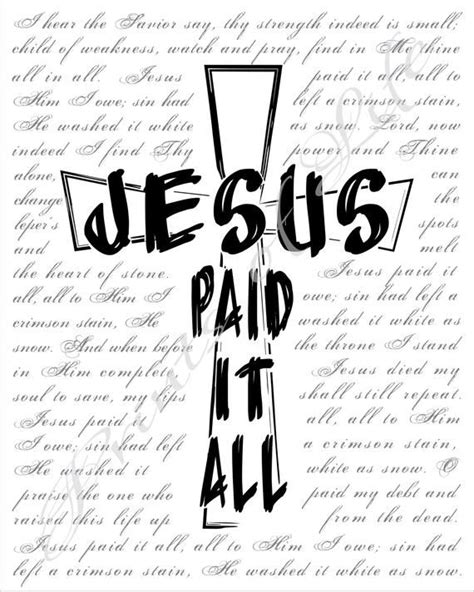 Jesus Paid It All Christian Wall Art Instant Download Etsy