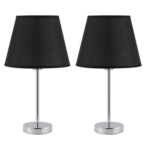 Haitral Modern Black Table Lamp Set Of 2 With Metal Base And Linen
