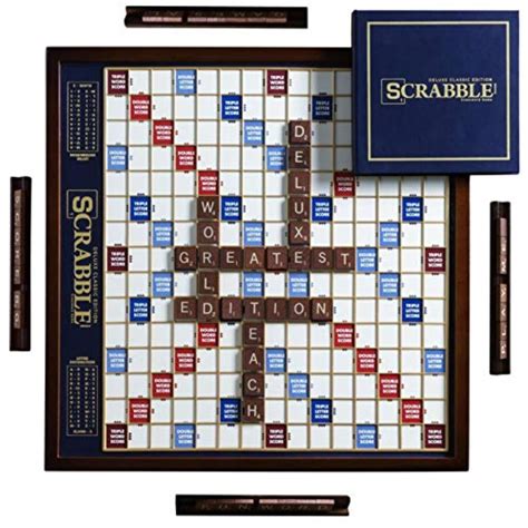 Winning Solutions Scrabble Deluxe Wooden Edition With Rotating Game