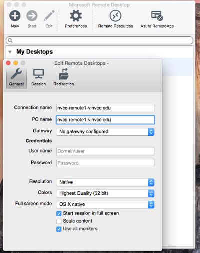 It should look similar to the screenshot below. MS Remote Desktop Client for Mac :: Northern Virginia ...