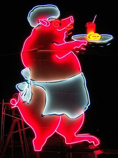 A Neon Pig Waiting On Tables Cool Neon Signs Vintage Neon Signs Neon
