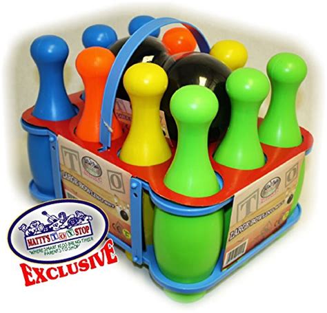 Mattys Toy Stop 10 Pin Multi Color Deluxe Plastic Bowling Set For Kids
