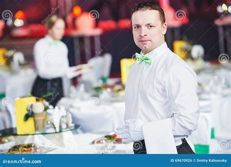 Catering Service Waiter On Duty In Restaurant Stock Photo Image Of